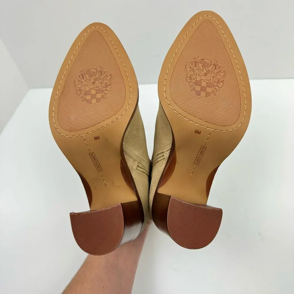 NEW Vince Camuto Paitrilla Tan Suede Snake Skin Print Zip Up Bootie Ankle Boots